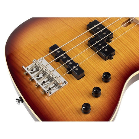 Sire U5 A4/TS Marcus Miller short scale basgitaar 4 snarig passief elzen gevlamd esdoorn tobacco sunburst