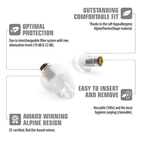Alpine ALP-MS MusicSafe Oordoppen – High-Fidelity Gehoorbescherming voor Muzikanten, Transparant