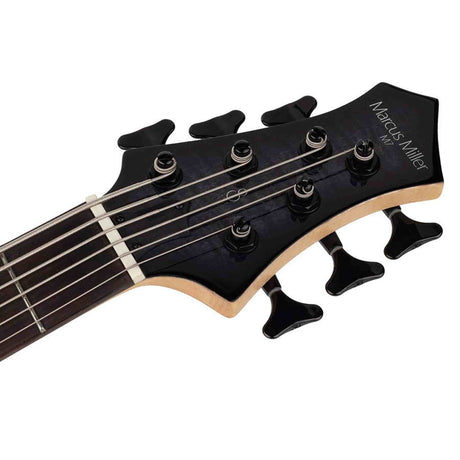 Sire M7+ A6/TBK Marcus Miller 6-snarige basgitaar, swamp ash met flame maple top, 35 inch, Heritage-3 preamp, Transparent Black