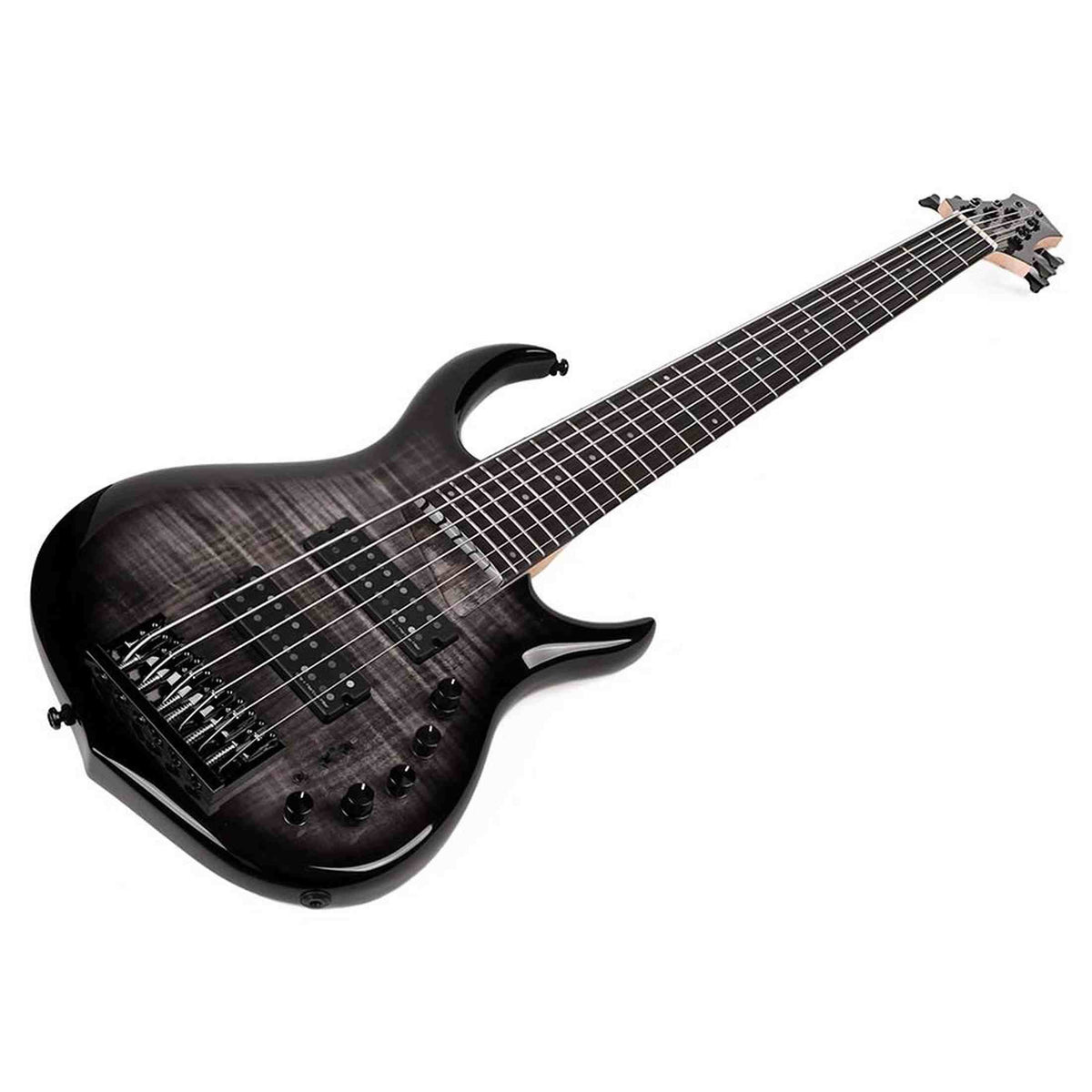 Sire M7+ A6/TBK Marcus Miller 6-snarige basgitaar, swamp ash met flame maple top, 35 inch, Heritage-3 preamp, Transparent Black