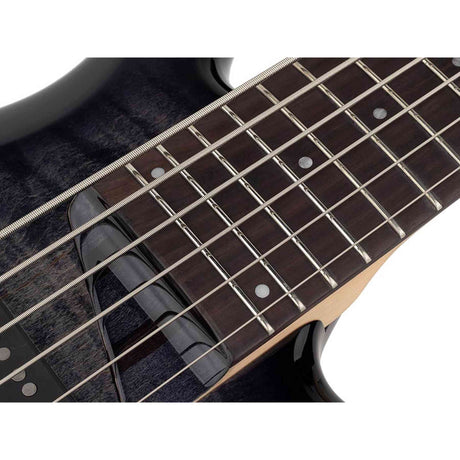 Sire M7+ A6/TBK Marcus Miller 6-snarige basgitaar, swamp ash met flame maple top, 35 inch, Heritage-3 preamp, Transparent Black