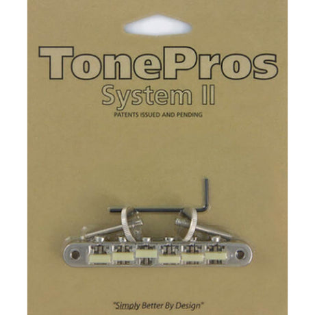 TonePros AVR2G-N AVR2G tune-o-matic bridge, for USA guitars, G Formula saddles, nickel