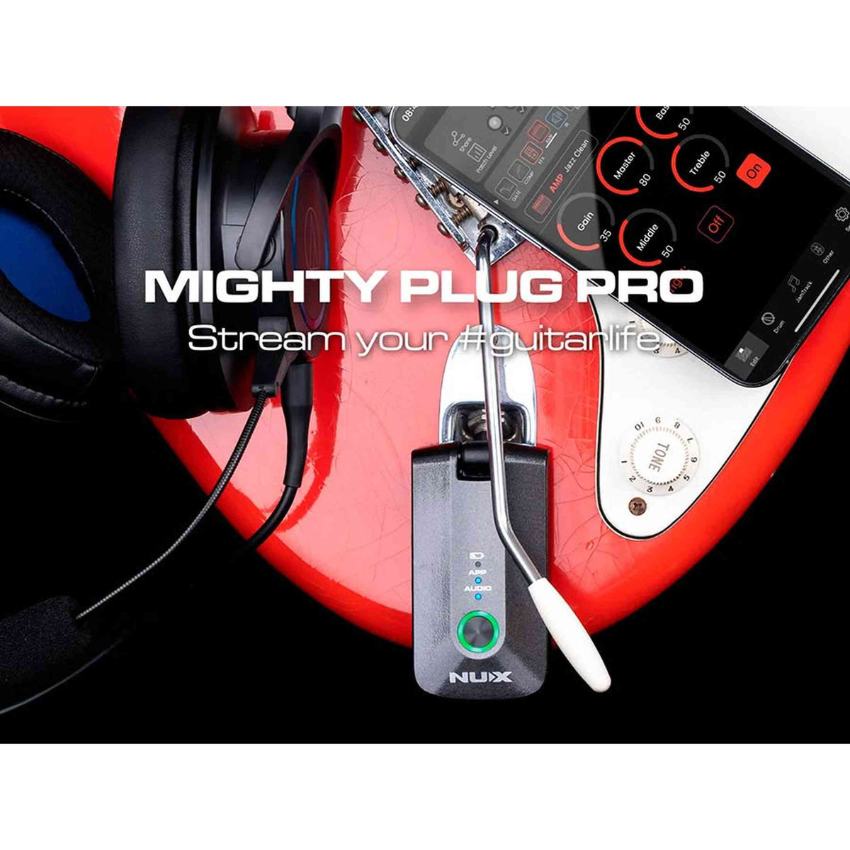 NUX MPLUG-PRO Mighty Series hoofdtelefoonversterker met pro-modulatie, IR, Bluetooth en livestreaming
