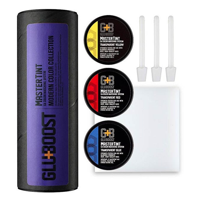 GluBoost GBMTMODKIT MasterTint Modern Kit – Kleuradditieven voor CA-lijm Rood, Blauw, Geel