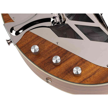 Royall KOA12DS Tricone Resonator 12-Fret – Hawaïaans Koa, Cutaway, Humbucker + Undersaddle Pickup, Softcase