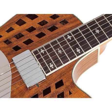 Royall KOA12DS Tricone Resonator 12-Fret – Hawaïaans Koa, Cutaway, Humbucker + Undersaddle Pickup, Softcase
