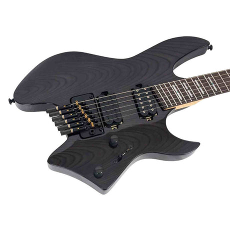Sire X6H6/TBK elektrische gitaar – Headless, mahonie met ash veneer, Transparent Black, HH-configuratie, stainless frets, met gigbag