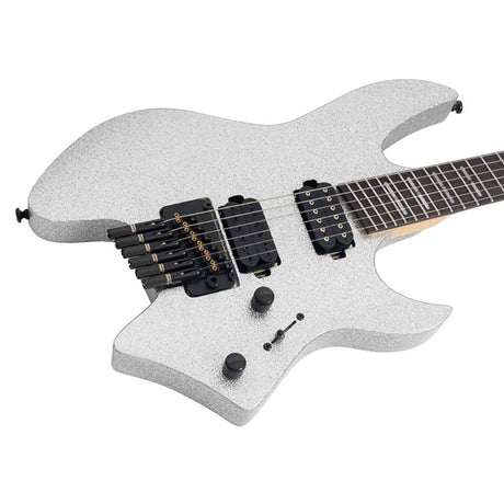 Sire X6H6/SSP elektrische gitaar – Headless, mahonie met maple top, Silver Sparkle, HH-configuratie, stainless frets, met gigbag