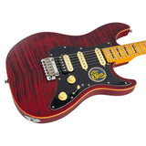 Sire S7N FM/STR New Gen Larry Carlton elektrische gitaar – S-Style, flamed alder body, See Through Red Satin, HSS-configuratie, stainless steel frets