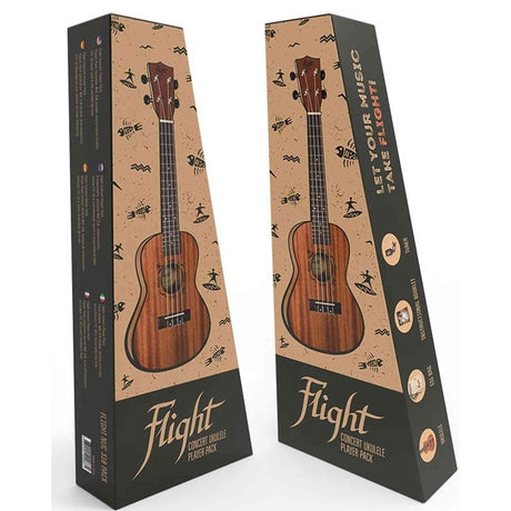 Flight NUC310 PACK Concert Ukulele met African Sapele Body, Bone Topkam, Tuner, Lesboek en Gigbag