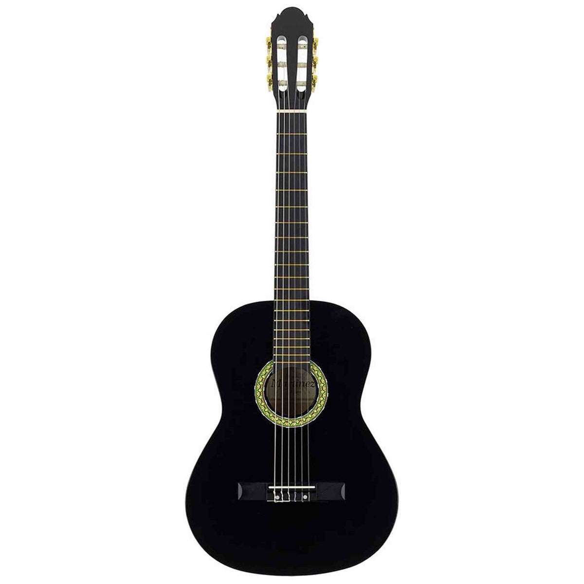 A. Martinez MTC-080/B 4/4 klassieke gitaar zwart met standaard, tas en tuner