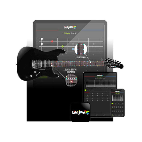 Litejam RGB24/BK Smart Learning Elektrische Gitaar Set Black 24 frets HSH RGB LED