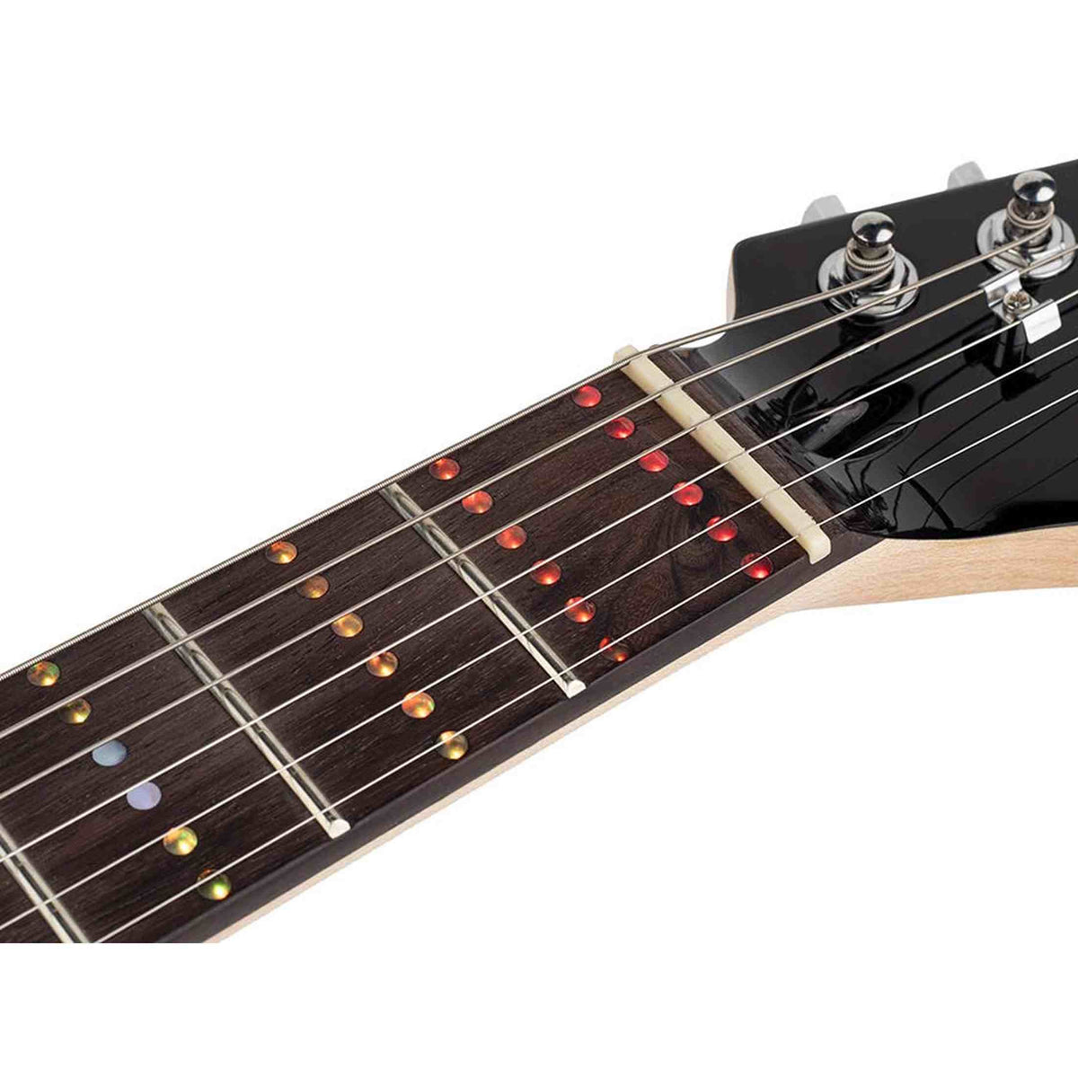 Litejam RGB24/BK elektrische gitaar – 24 frets, 144 RGB LED’s, HSH-configuratie, met gigbag, zwart
