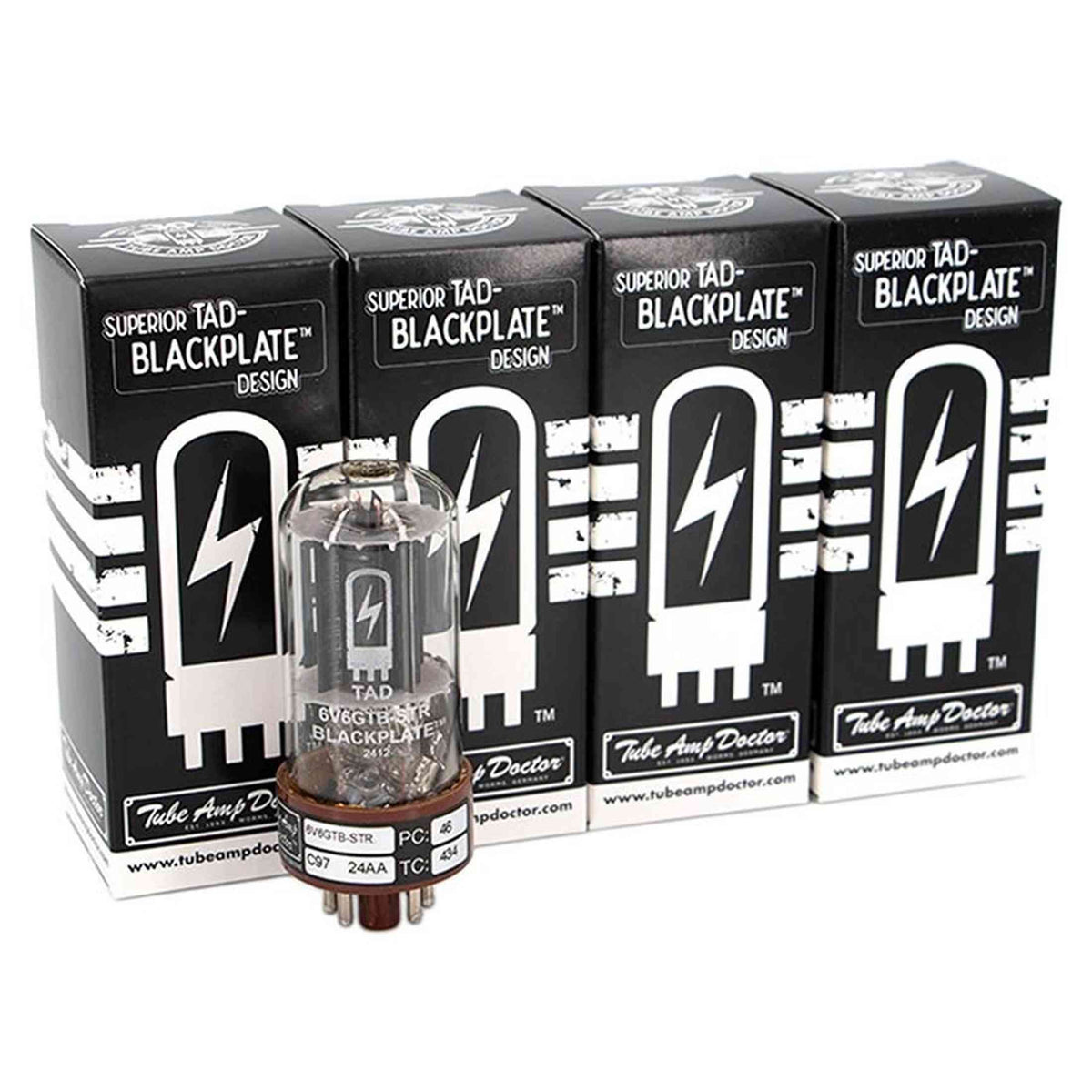 TAD 6V6GTBSTRBP/4 – 4 stuks Quartet matched 6V6GTB-STR Blackplate buizen, RCA-stijl sound RT734