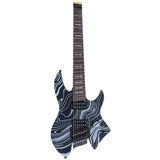 Sire X6H7/BKSW Larry Carlton 7-snarige Headless Elektrische Gitaar Black Swirl met Tremolobrug en Gigbag