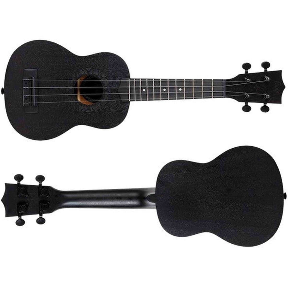 Flight NUS310 BLACKBIRD Soprano Ukulele met African Sapele Body, Zwarte Flight Snaren en Celtic Lasergravure