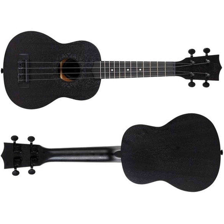 Flight NUS310 BLACKBIRD Soprano Ukulele met African Sapele Body, Zwarte Flight Snaren en Celtic Lasergravure