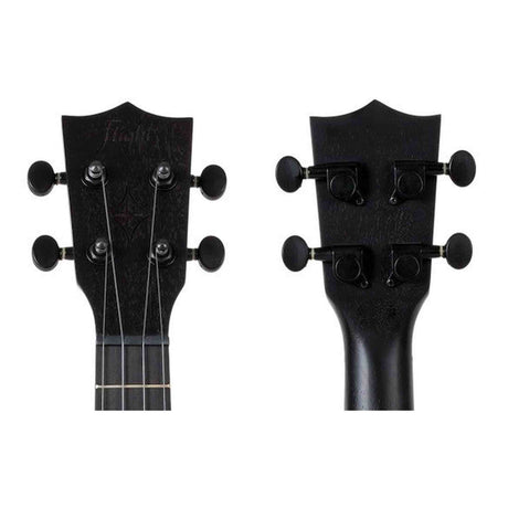 Flight NUS310 BLACKBIRD Soprano Ukulele met African Sapele Body, Zwarte Flight Snaren en Celtic Lasergravure