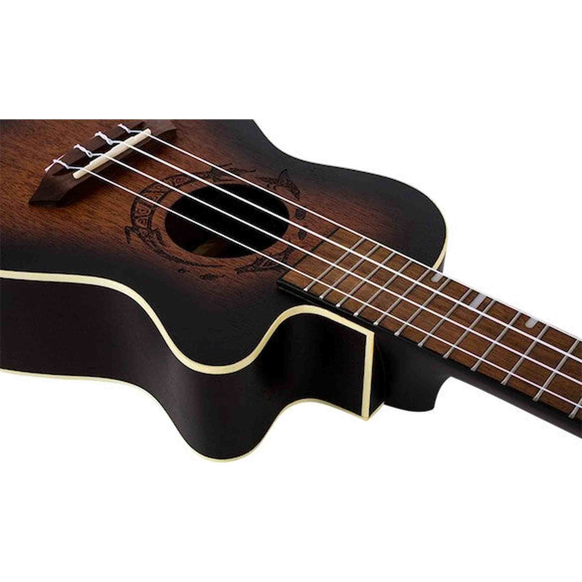 Flight DUC380 CEQ Amber Elektrisch-Akoestische Concert Ukulele met Cutaway, Mahogany Body, Pickup met EQ en Aquila Nylgut Snaren