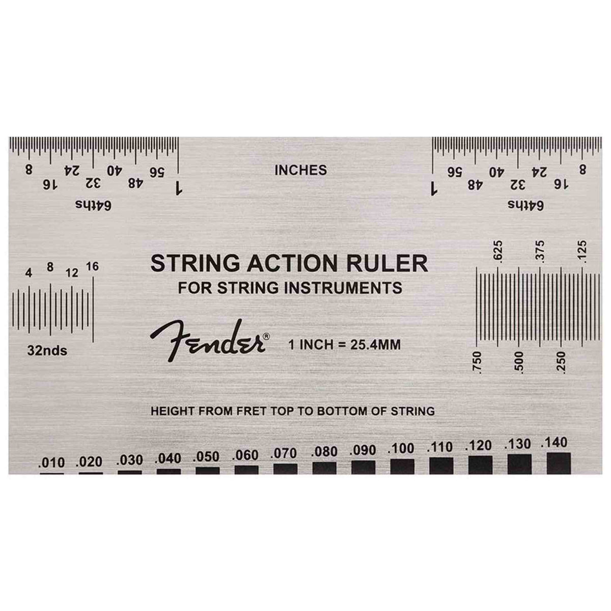 Fender 0990654050 String Action Gauge RVS Inch en mm Meetgereedschap