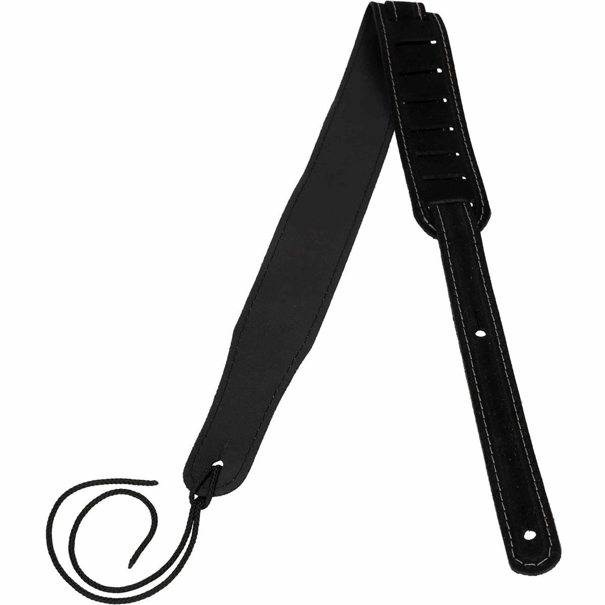 Flight S42 Zwarte Suède Ukulele Strap EU Handgemaakt met Headstock Tie