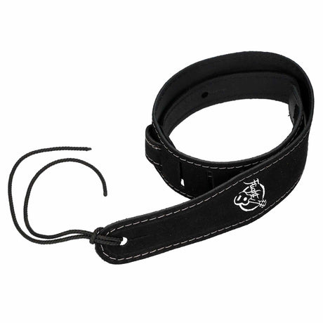 Flight S42 Zwarte Suède Ukulele Strap EU Handgemaakt met Headstock Tie