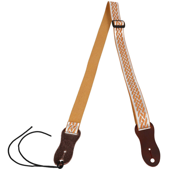 Flight S46 Silver Ukulele Strap Vegan Nubuck met Gevlochten Patroon en Headstock Tie