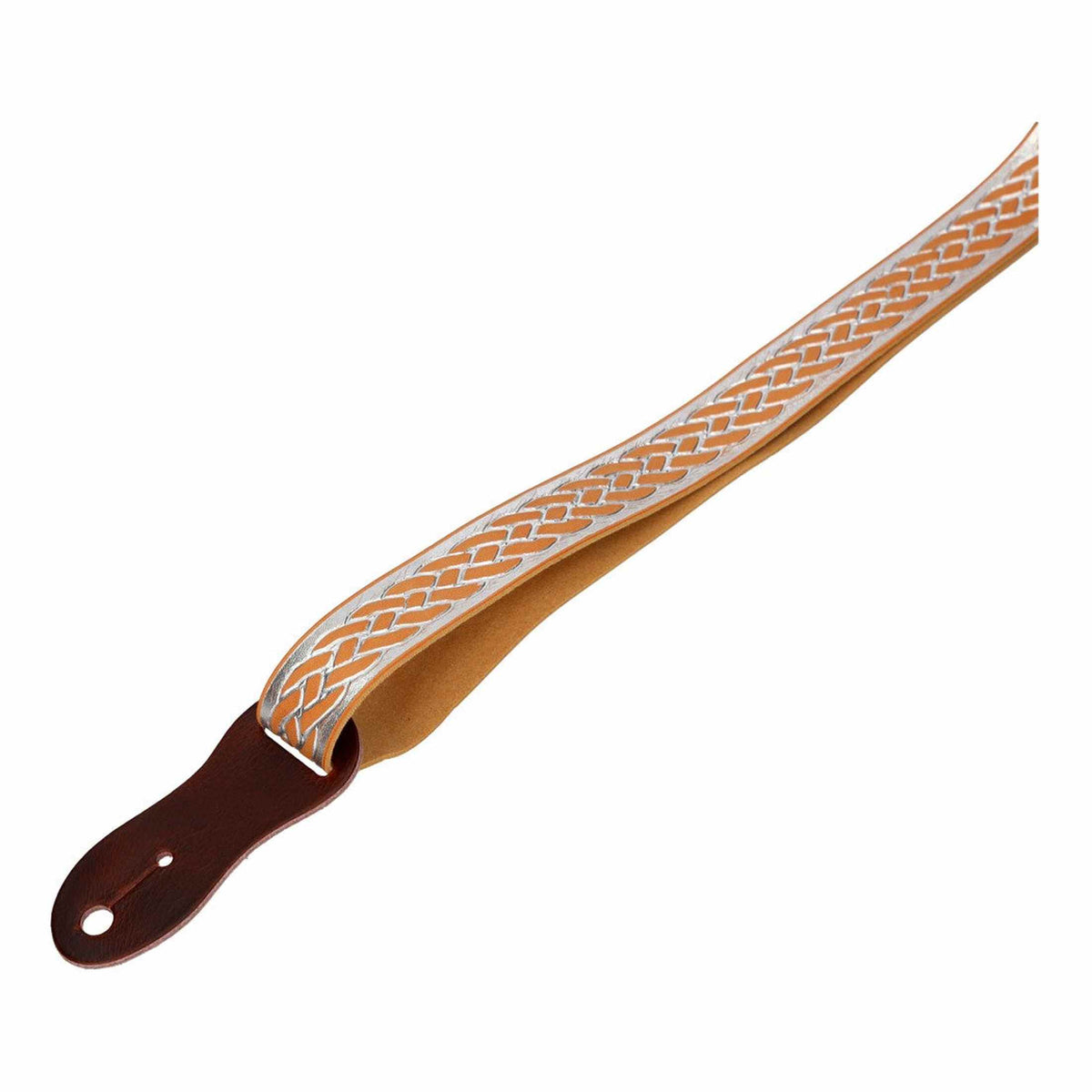 Flight S46 Silver Ukulele Strap Vegan Nubuck met Gevlochten Patroon en Headstock Tie