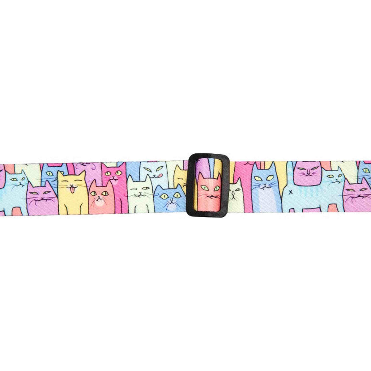 Flight S35 Kitty Ukulele Strap Poly/Leer met Kitty Design en Verstelbare Lengte