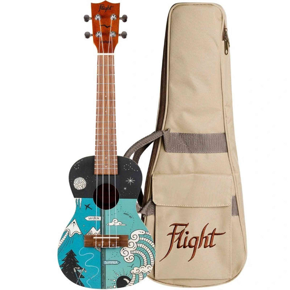 Flight AUC-33 Two Seasons Concert Ukulele met Spruce Top, Sapele Body en Aquila Nylgut Snaren