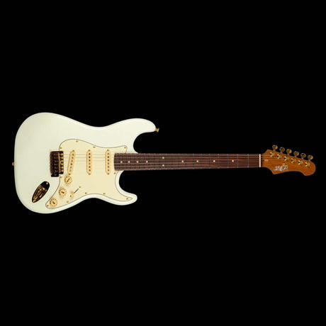 JET JS-380 OW G S-style Elektrische Gitaar SSS Alnico V Tremolo Goud Hardware Rosewood Toets Wit