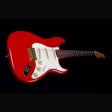 JET JS-380 RD G S-style Elektrische Gitaar SSS Alnico V Tremolo Goud Hardware Rosewood Toets Rood