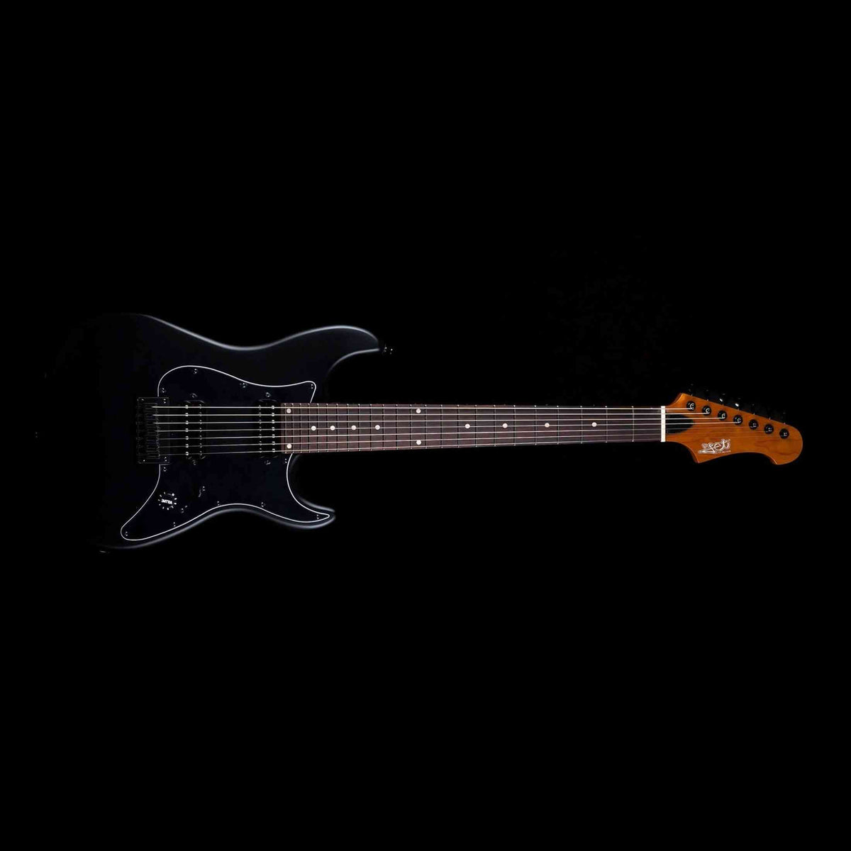 JET JS-407 MBK R 7-snarige S-style Elektrische Gitaar HH Vaste Brug Rosewood Toets Mat Zwart
