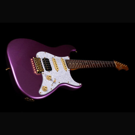 JET JS-480 VI G S-style Elektrische Gitaar HSS Alnico V Tremolo Rosewood Toets Violet met Gouden Hardware