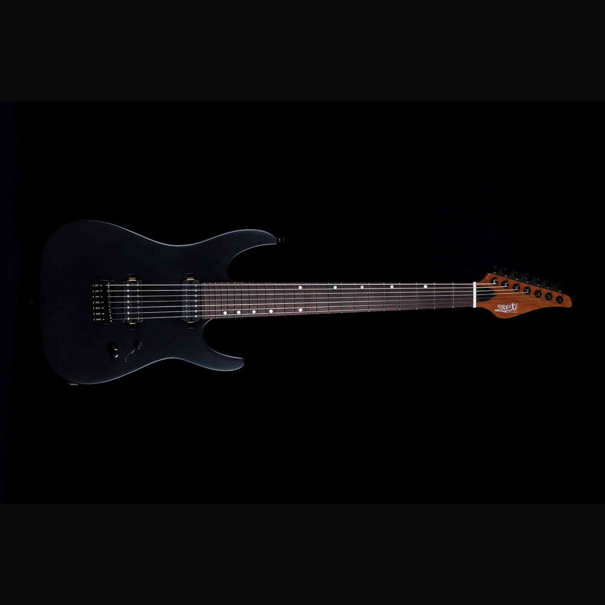 JET JS-507 BK Stygian 7-snarige S-style Elektrische Gitaar HH Vaste Brug Rosewood Toets Satijn Zwart
