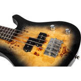 Flight Mini Bass PBR Elektrische Mini Bas Ukulele met Poplar Burl Top, Mahonie Body en Alnico 5 Pickup