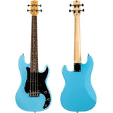 Flight Mini Bass Lite BL Elektrische Mini Bas Ukulele Blauw met Poplar Body en Alnico 5 Pickup