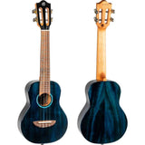 Flight Iris Tinta Concert TDB Ukulele met All Solid Mahogany Body, Rosewood Toets en Fluorocarbon Snaren, Transparent Blue