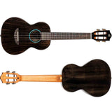 Flight Iris Tinta Tenor TBK Ukulele met All Solid Mahogany Body, Rosewood Toets en Fluorocarbon Snaren, Transparent Black