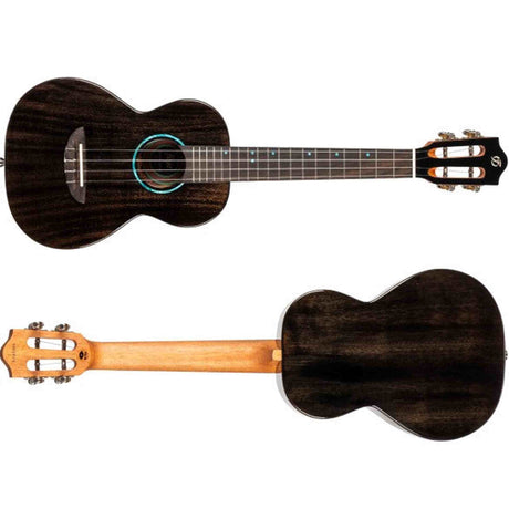 Flight Iris Tinta Tenor TBK Ukulele met All Solid Mahogany Body, Rosewood Toets en Fluorocarbon Snaren, Transparent Black