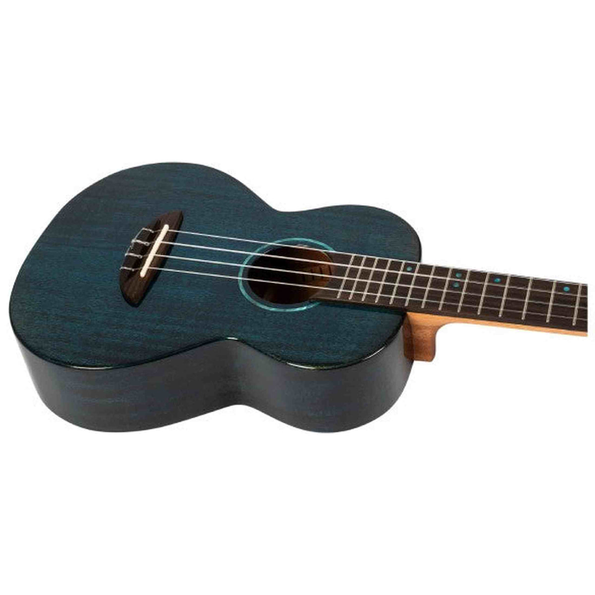 Flight Iris Tinta Tenor TDB Ukulele met All Solid Mahogany Body, Rosewood Toets en Fluorocarbon Snaren, Transparent Blue