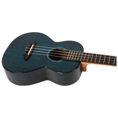 Flight Iris Tinta Tenor TDB Ukulele met All Solid Mahogany Body, Rosewood Toets en Fluorocarbon Snaren, Transparent Blue