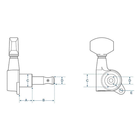 Boston 72-CL Stemmechanieken voor gitaar, die cast, 6x links, small, chroom