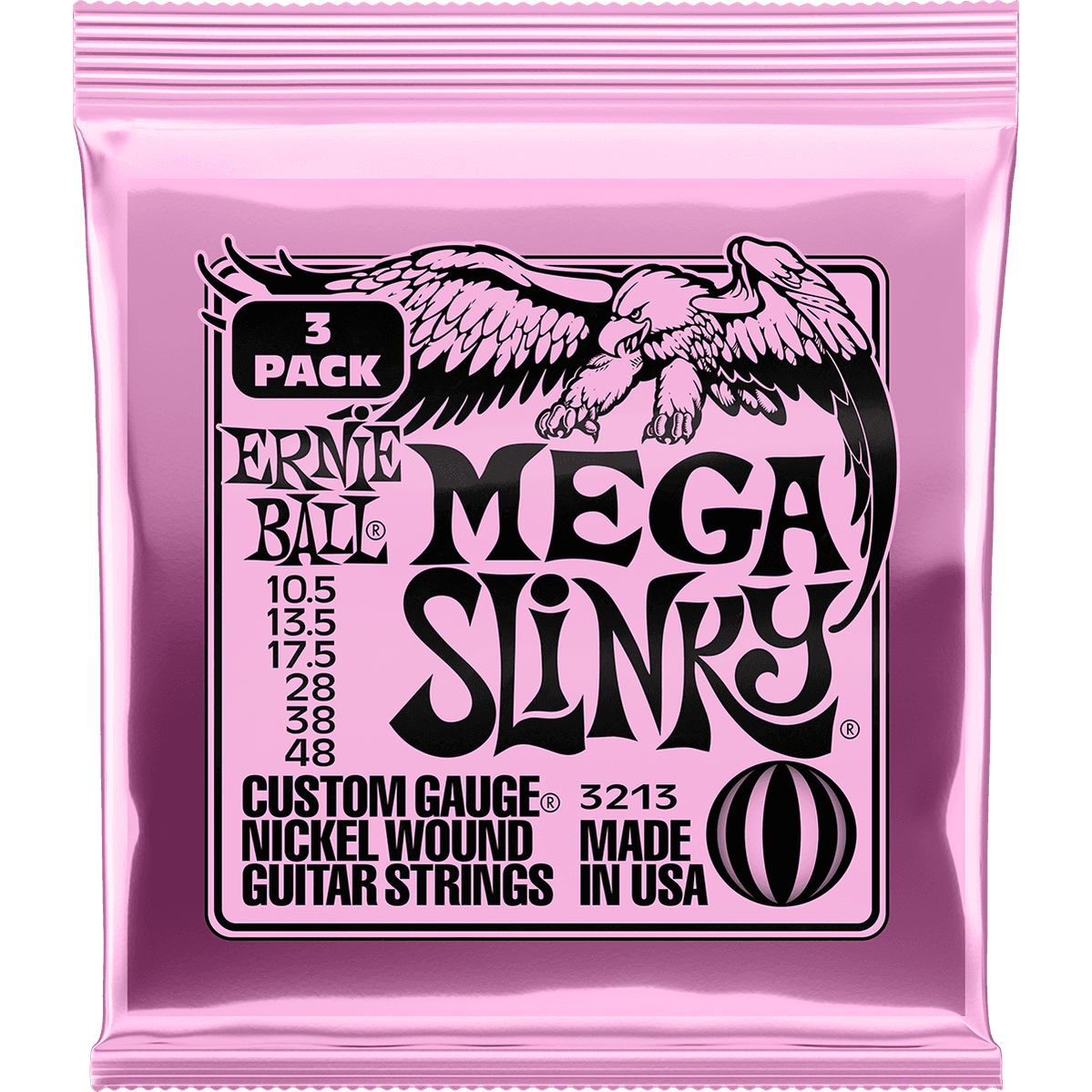Ernie Ball 3213 Mega Slinky elektrische gitaarsnaren 3-pack 0105-048