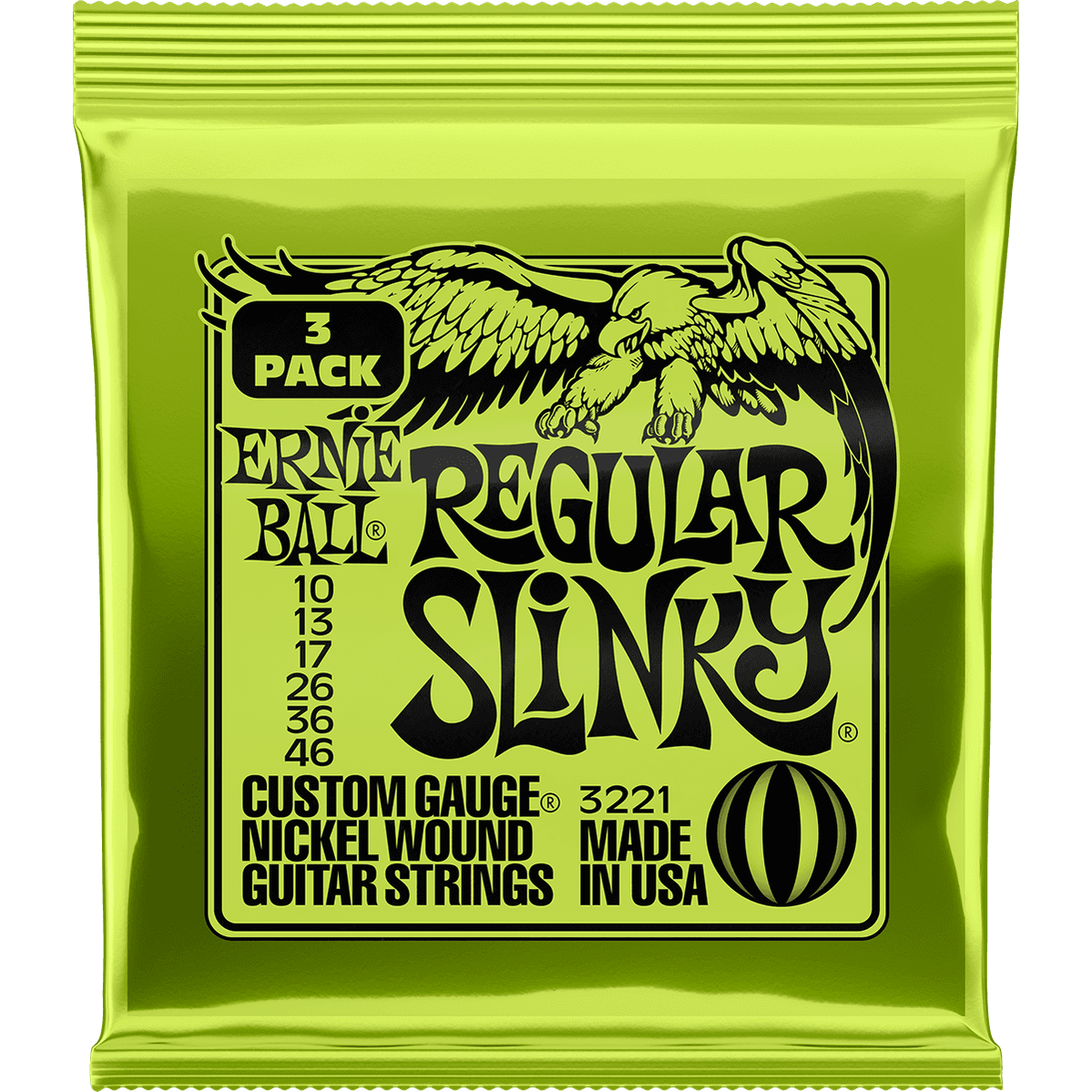 Ernie Ball 3221 Regular Slinky elektrische gitaarsnaren 3-pack 010-046