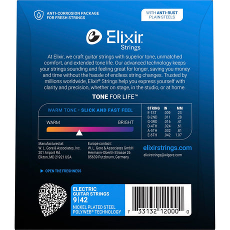 Elixir 12000 Polyweb elektrische gitaarsnaren Super Light 009-042