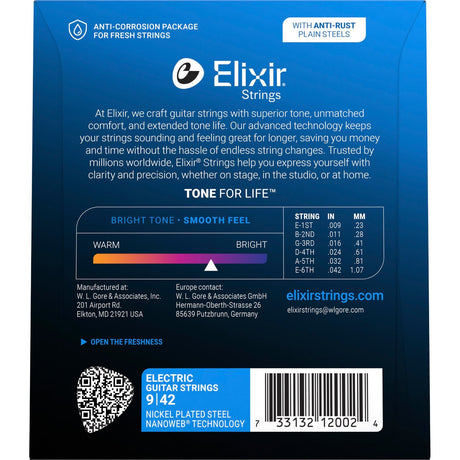 Elixir 12002 Nanoweb elektrische gitaarsnaren Extra Light 009-042