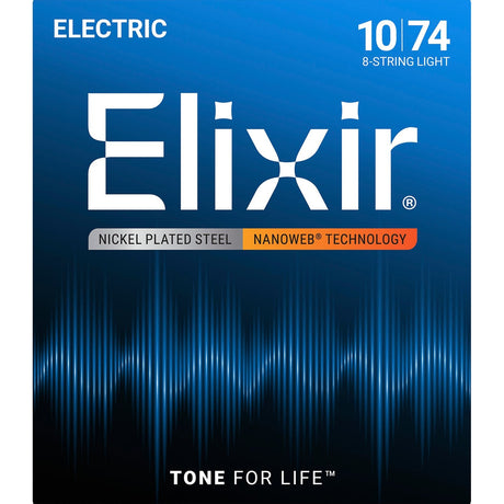 Elixir 12062 Nanoweb elektrische gitaarsnaren Light 8-String 010-074