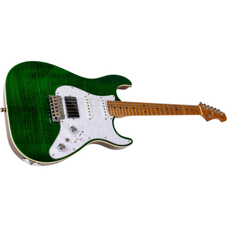 JET JS-600 TGR S-style Elektrische Gitaar HSS Mahonie Body Flame Maple Top Transparant Groen