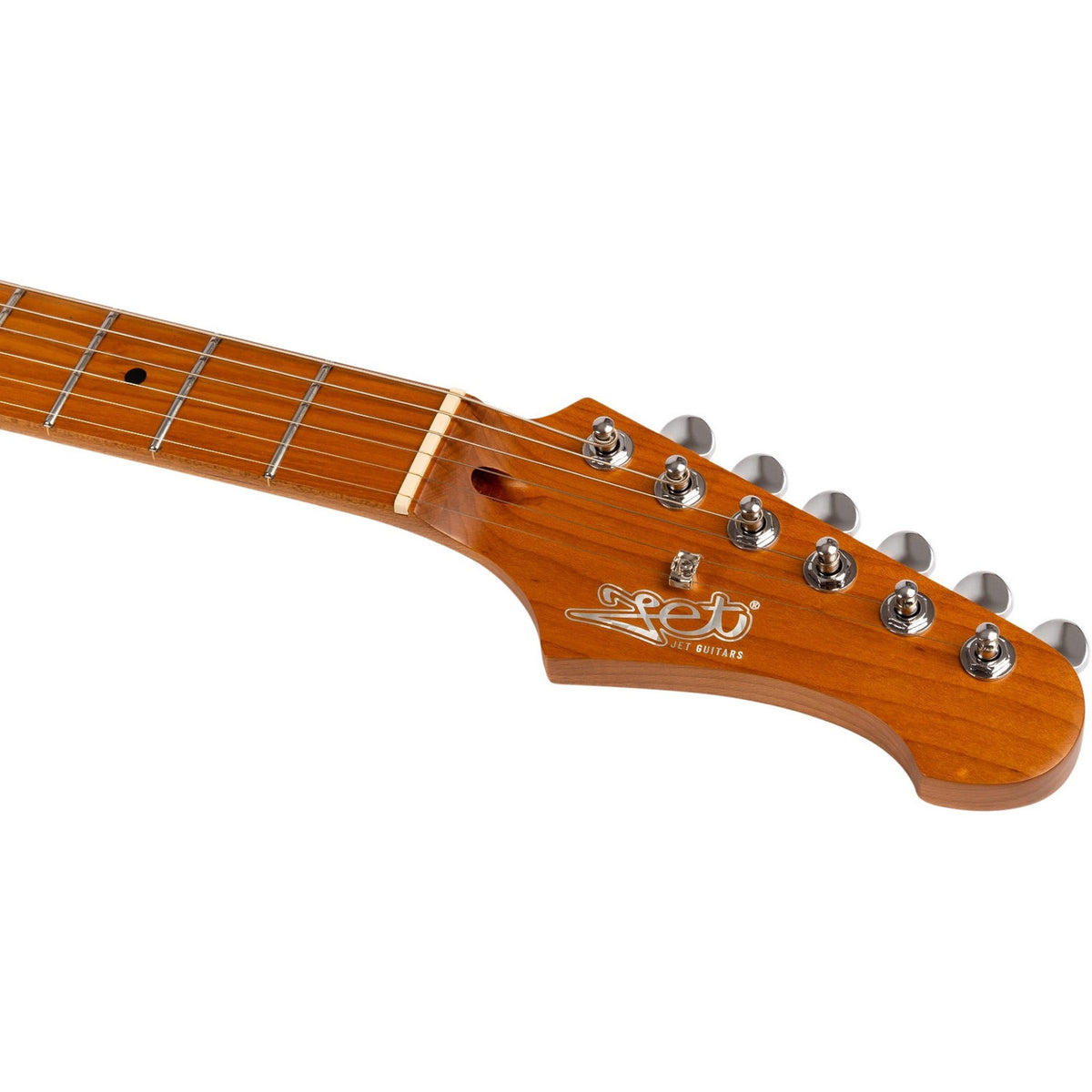 JET JJ-300 P90 OW Offset Elektrische Gitaar Dual P90 Tremolo Roasted Maple Wit